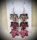 Wooden Carved Maple Leaf Dangle Earrings