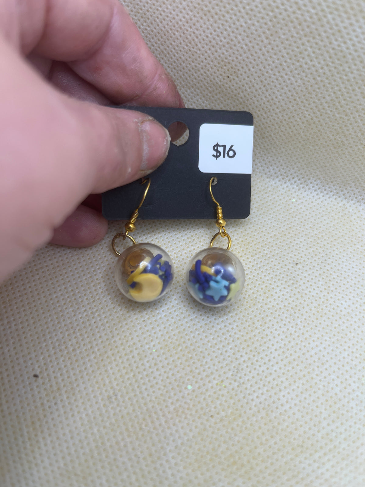 Glass Disco Ball Dangle Earrings