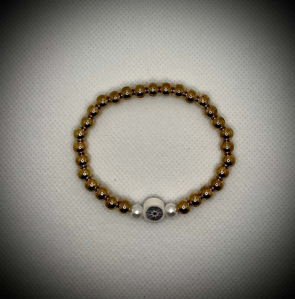 4mm Golden Spacer Beads Stretch Bracelet w/ web design - Unchained Creations