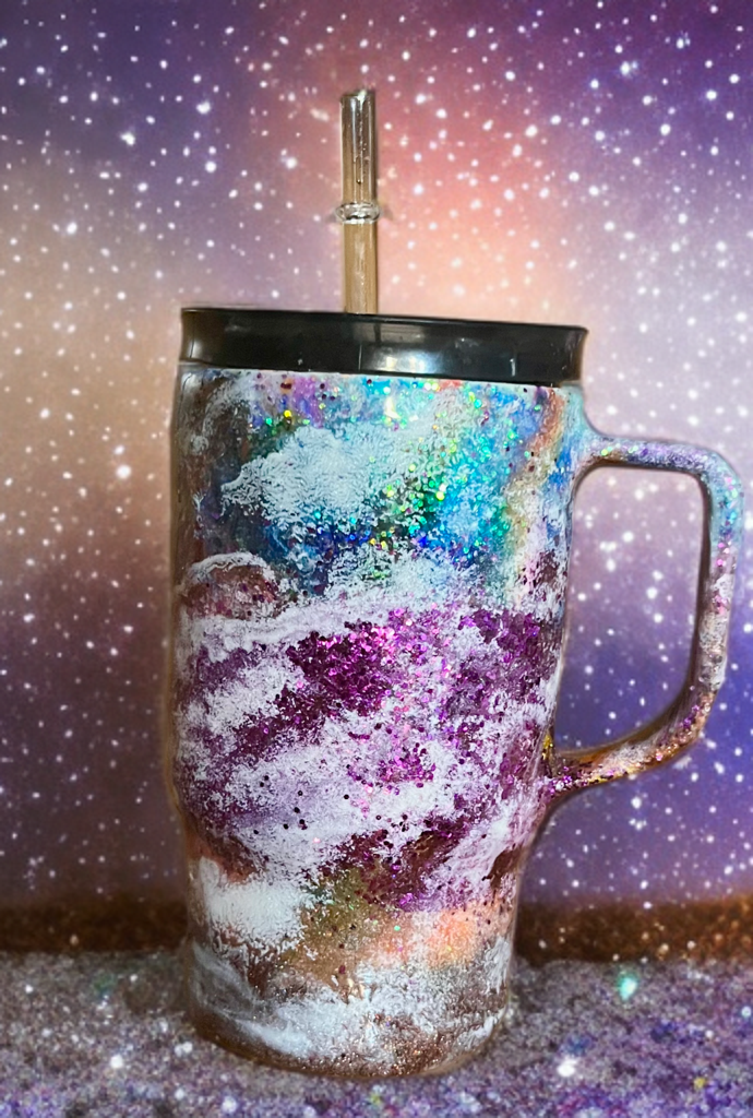 Rainbow Clouds 32 ounce Stainless Steel Epoxy Resin Tumbler