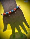 Red & Blue Golden Leaf Stretch Bracelet