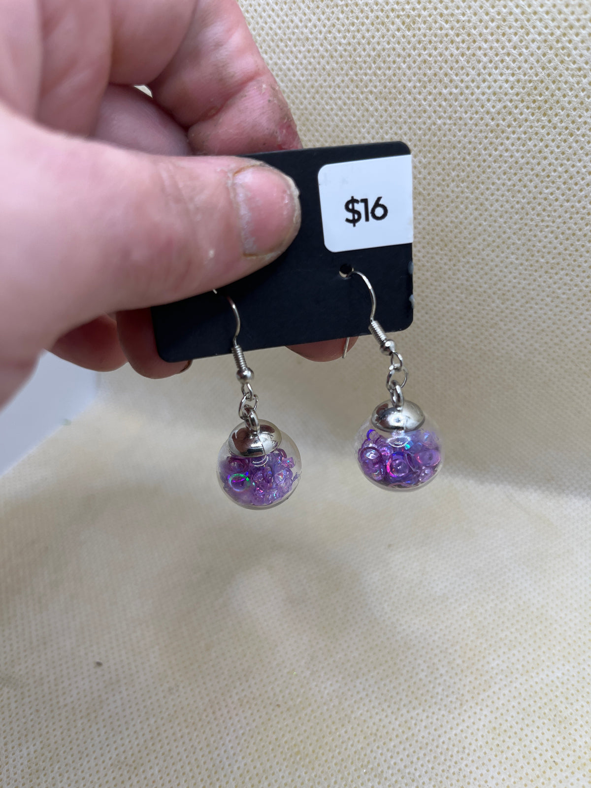 Glass Disco Ball Dangle Earrings