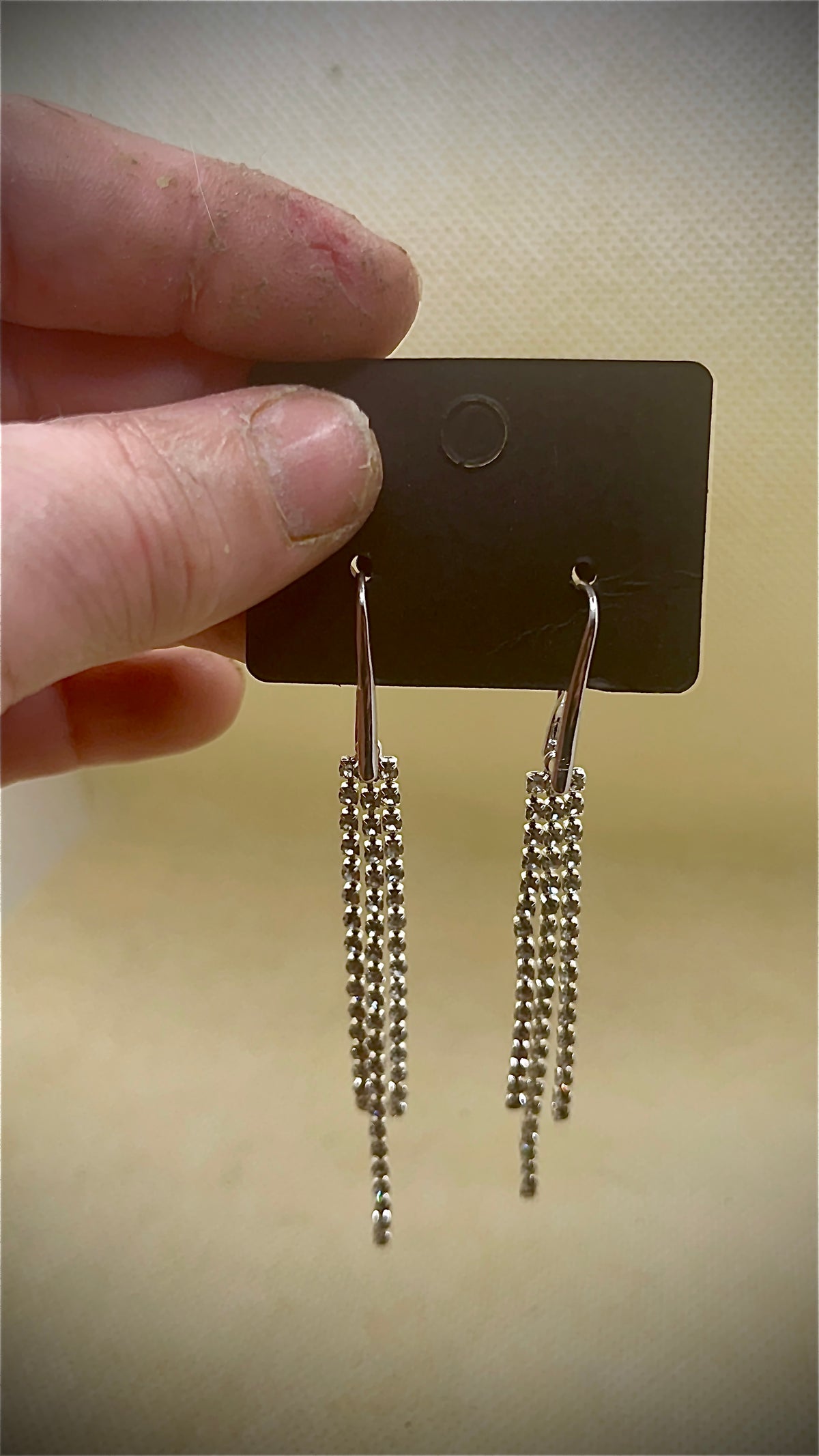 Boucles d'oreilles pendantes en oxyde de zirconium (3 rangs)