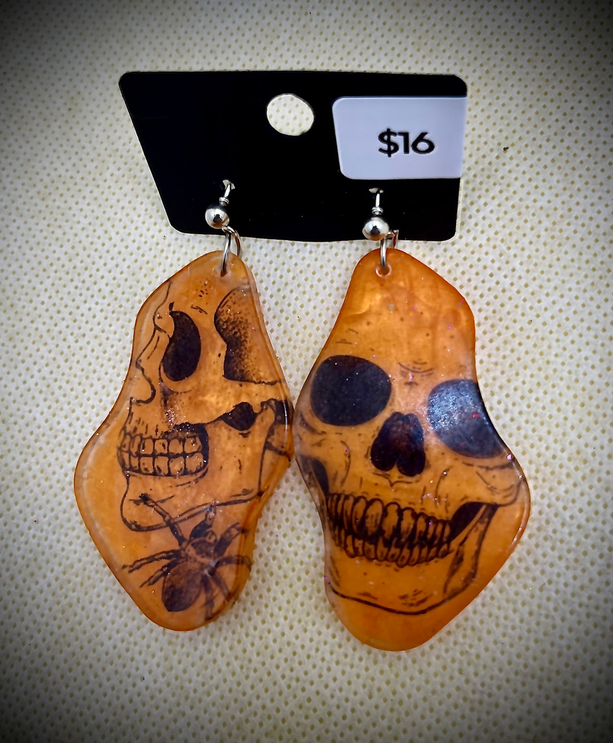 Glow-in-the-Dark Skull Face Holiday Earrings