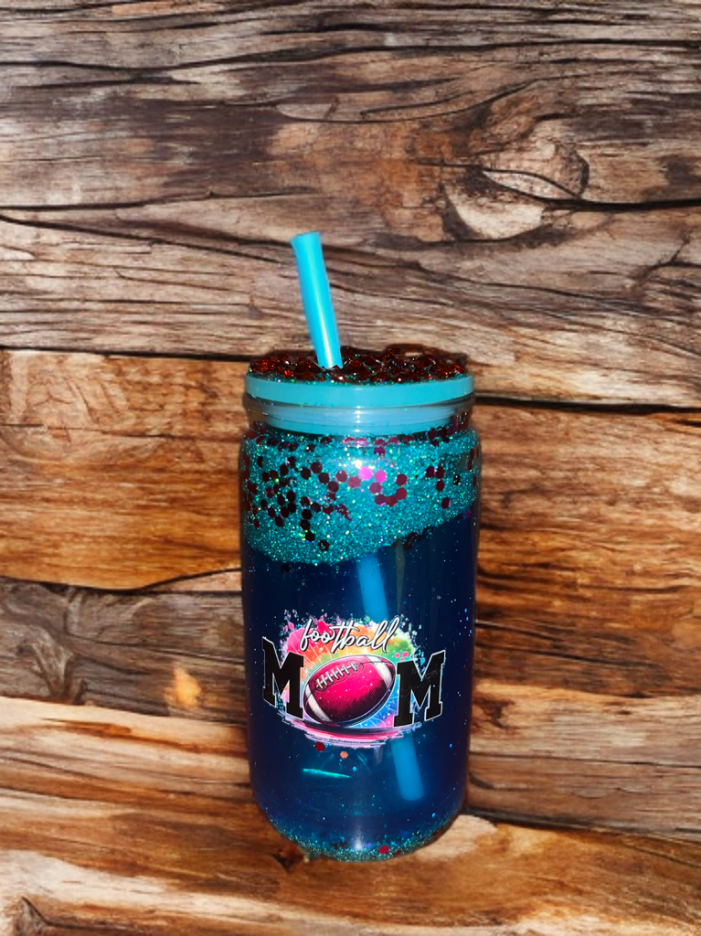“Football Mom” 16 ounce Snowglobe Tumbler