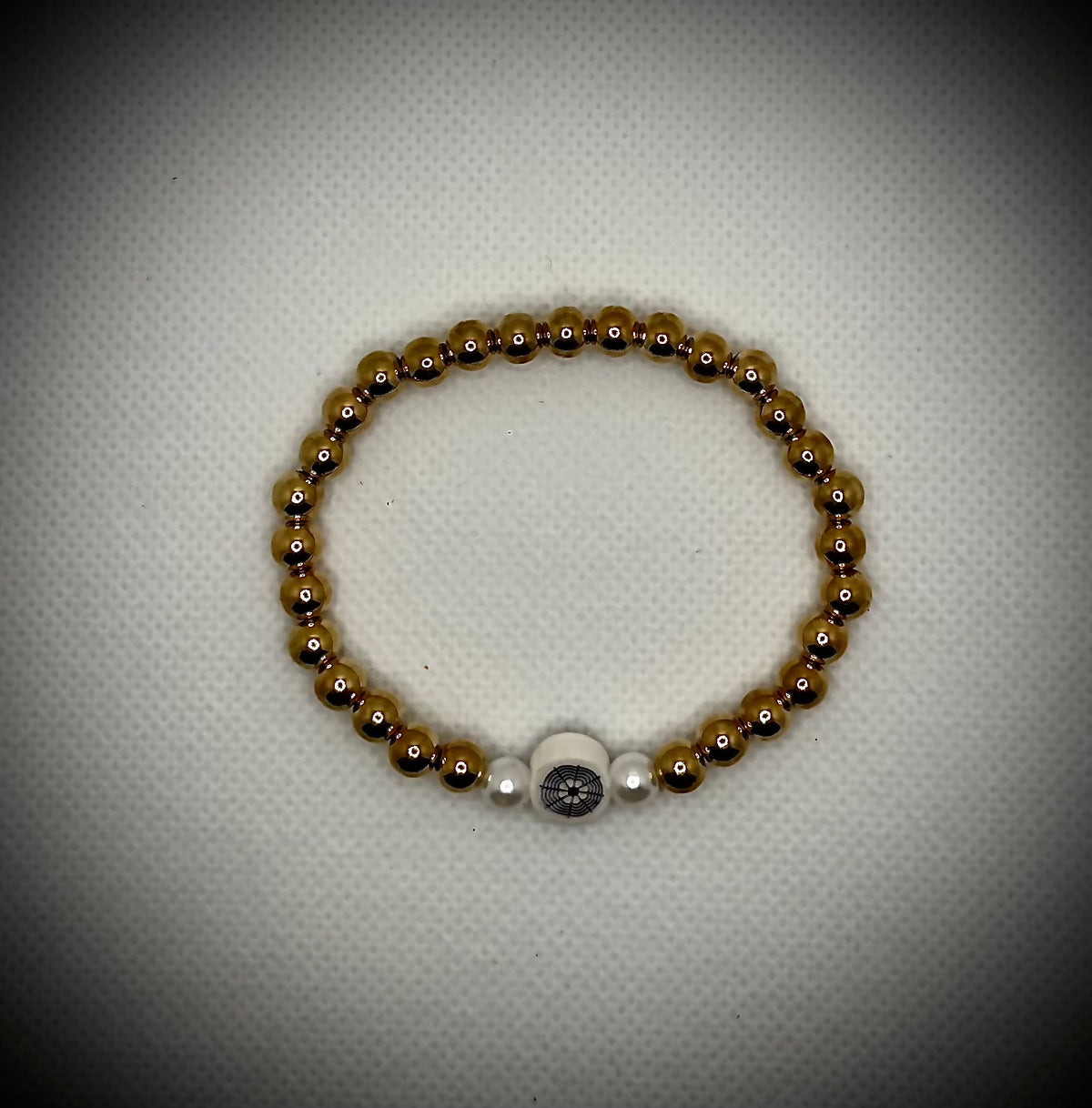 4mm Golden Spacer Beads Stretch Bracelet w/ web design