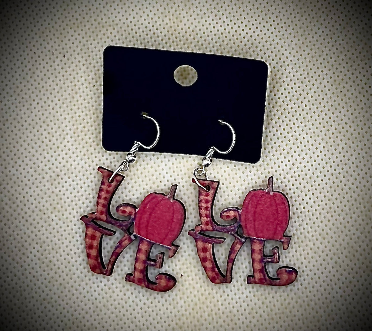 Wooden “Love” Dangle Earrings