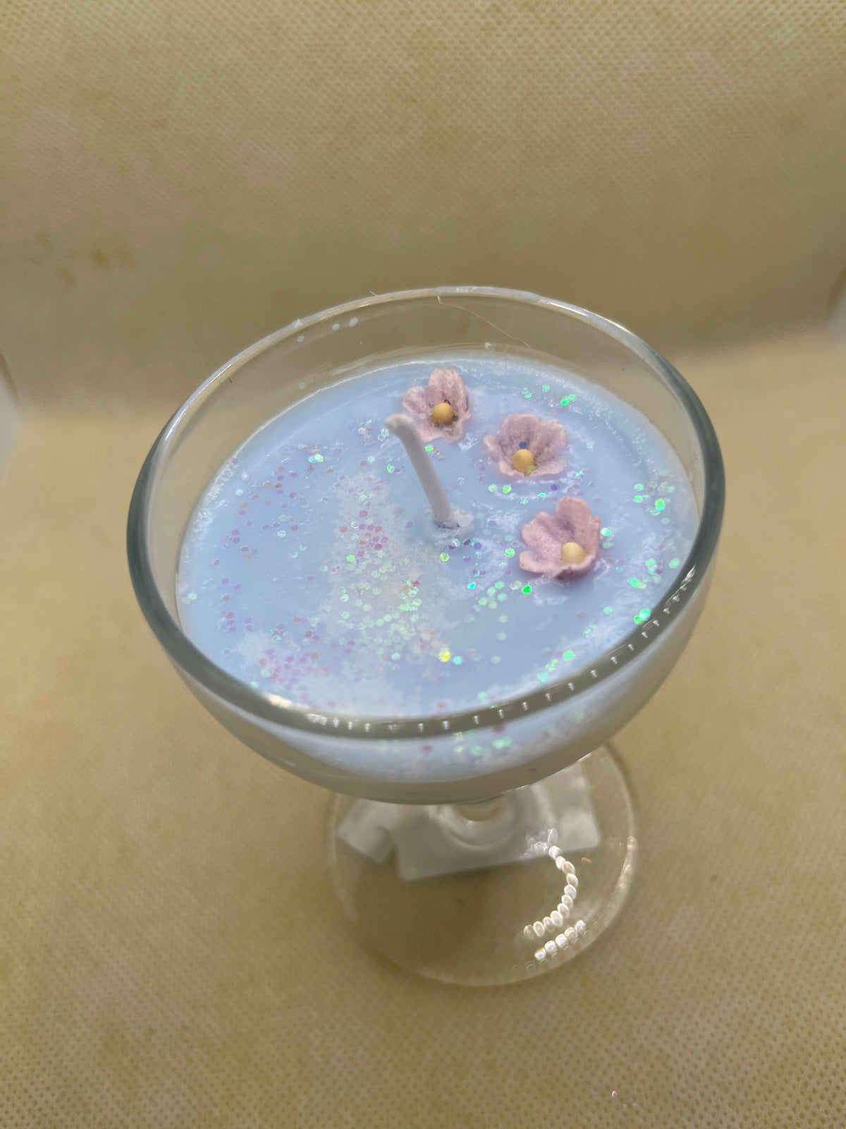 4oz.  “Vanilla Pistachio” floral soy wax candle