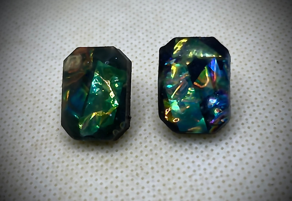 Dichroic Film Epoxy Resin Stud Earrings