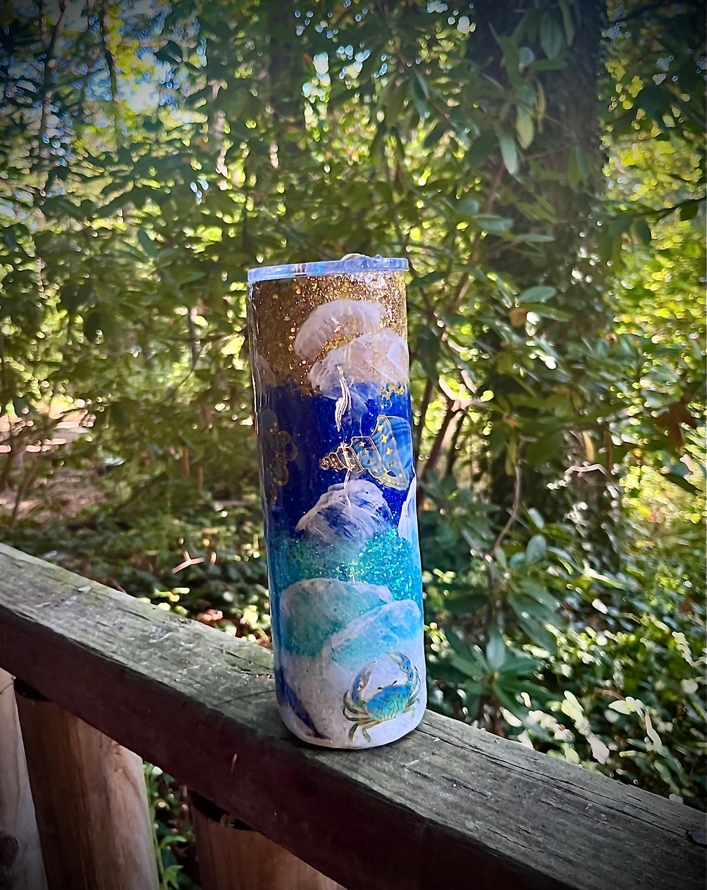 30 ounce “”Ocean Waters” Stainless Steel Epoxy Resin Tumbler