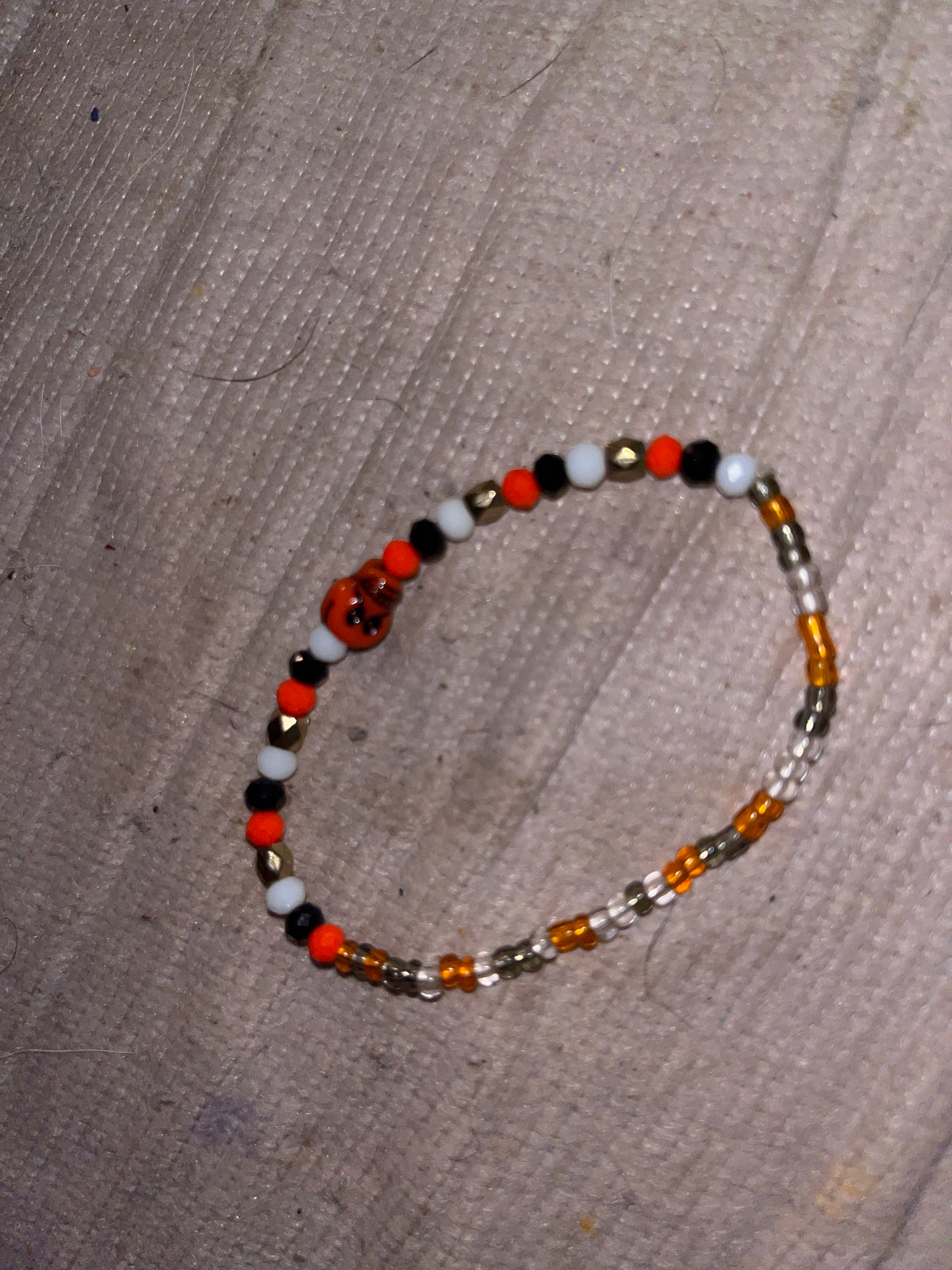 Half seed bead and half 3 mm Bead Halloween/Fall bracelet