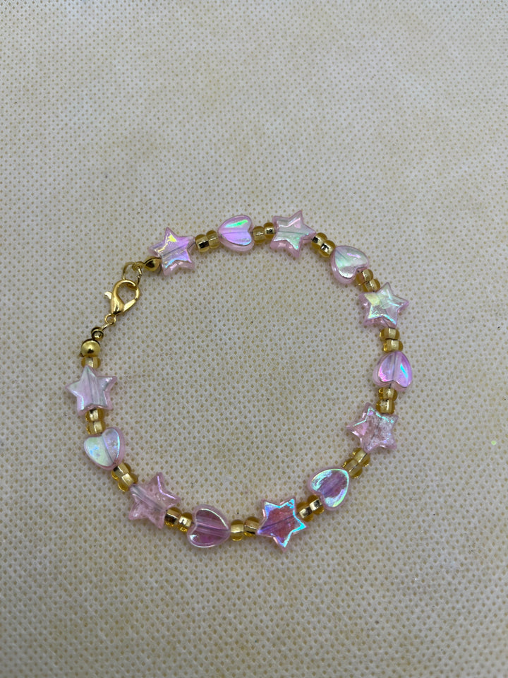 💖 Hot Pink Iridescent “Star” Seed Bead Bracelet ⭐