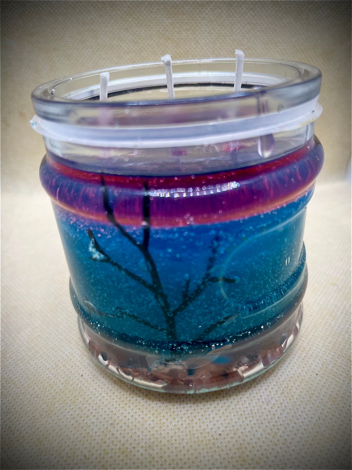 15 ounce “Strawberry Splash” Rainbow Gel Wax Candle