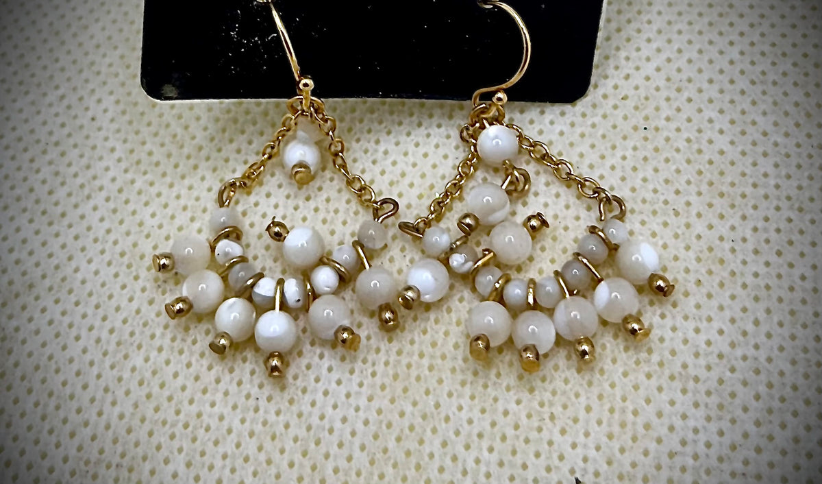 Gold Pearl Dangle Earrings