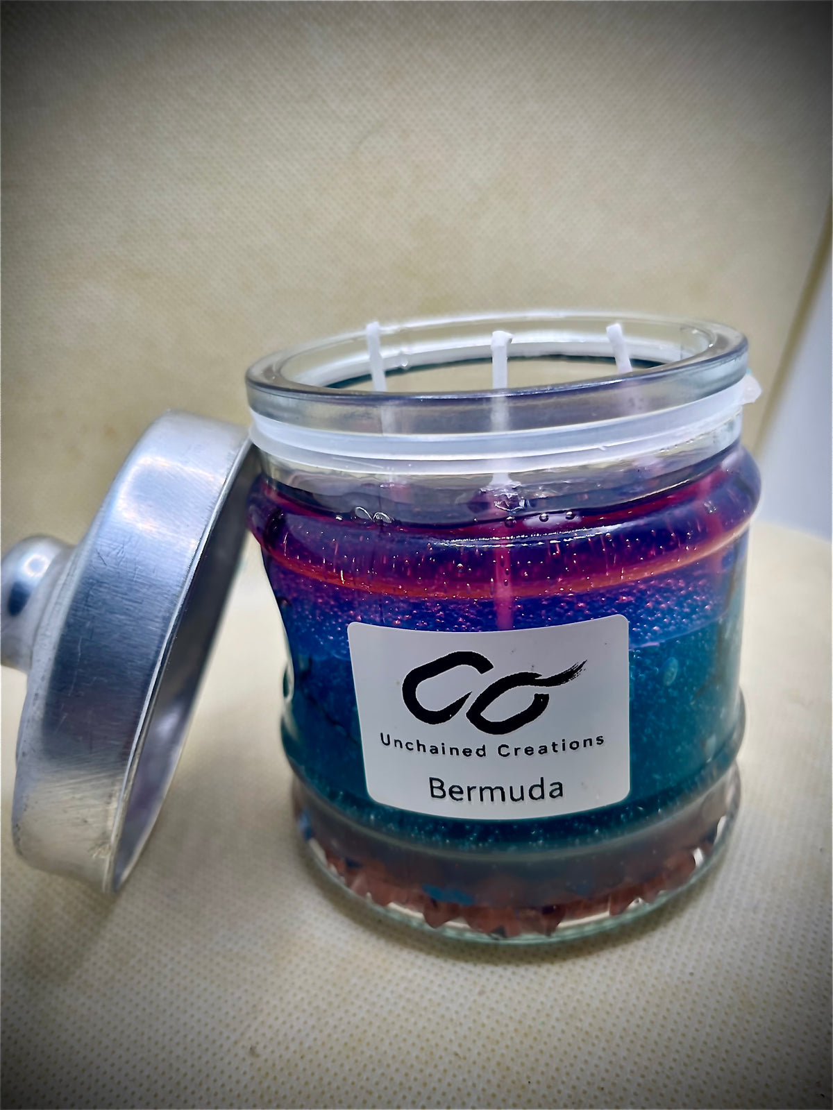 15 ounce “Strawberry Splash” Rainbow Gel Wax Candle