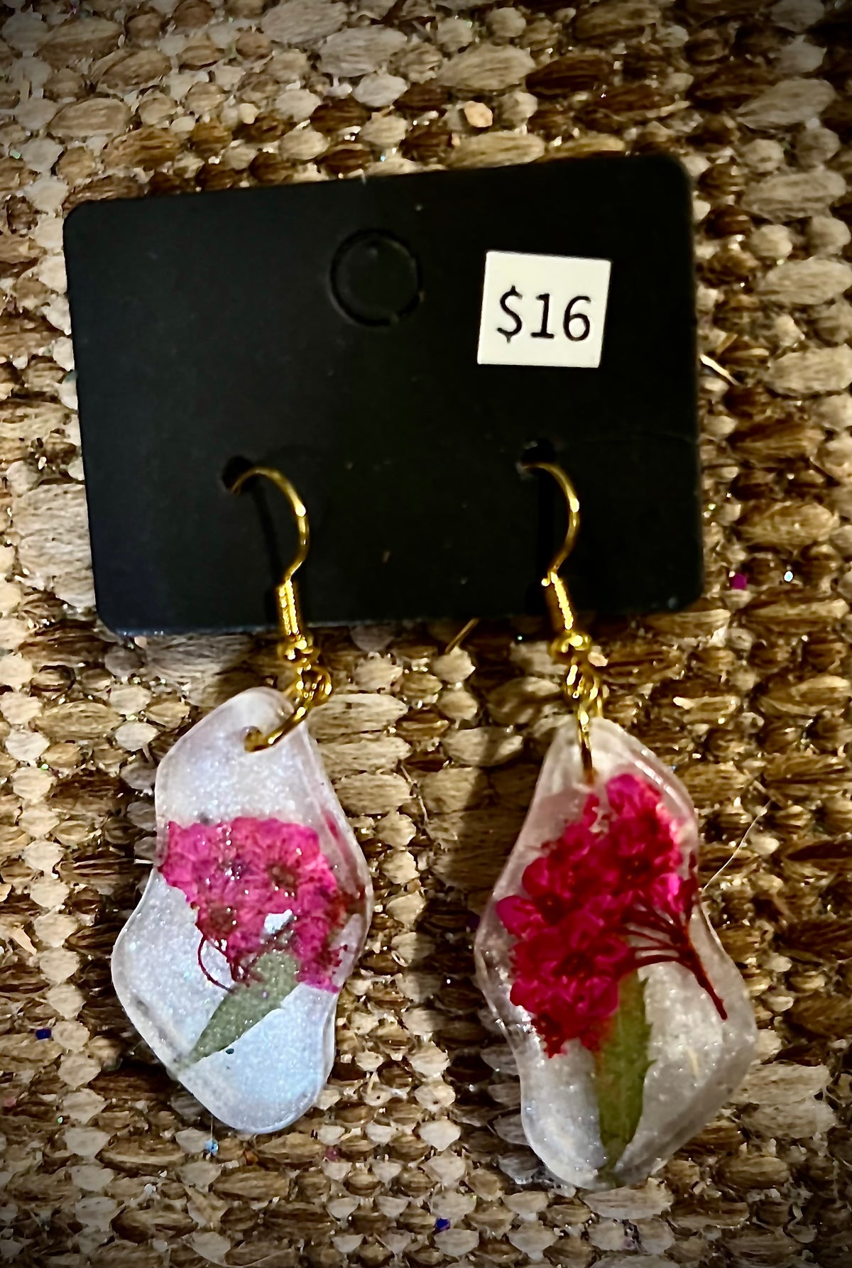 Pink Flowers dangle earrings