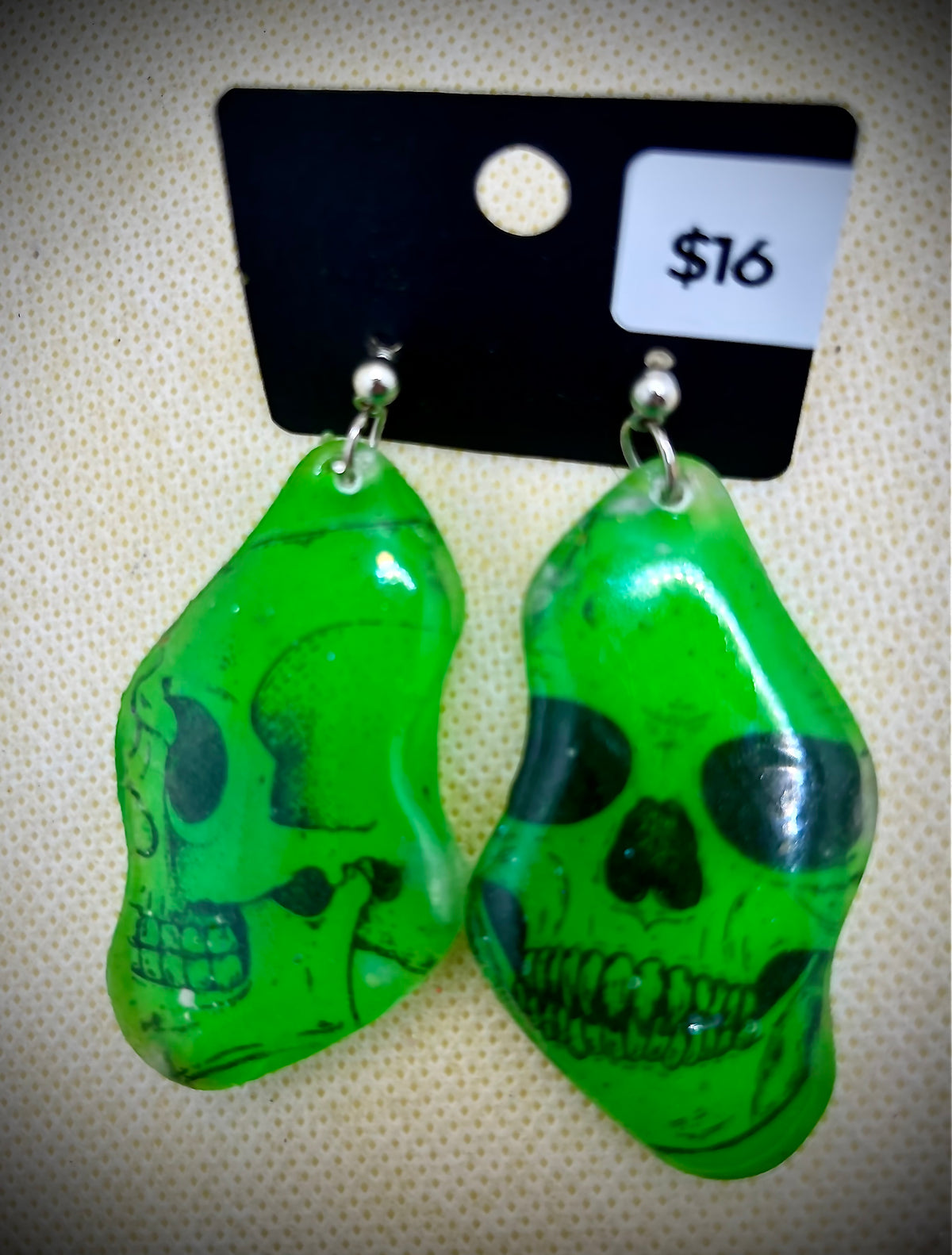 Glow-in-the-Dark Skull Face Holiday Earrings
