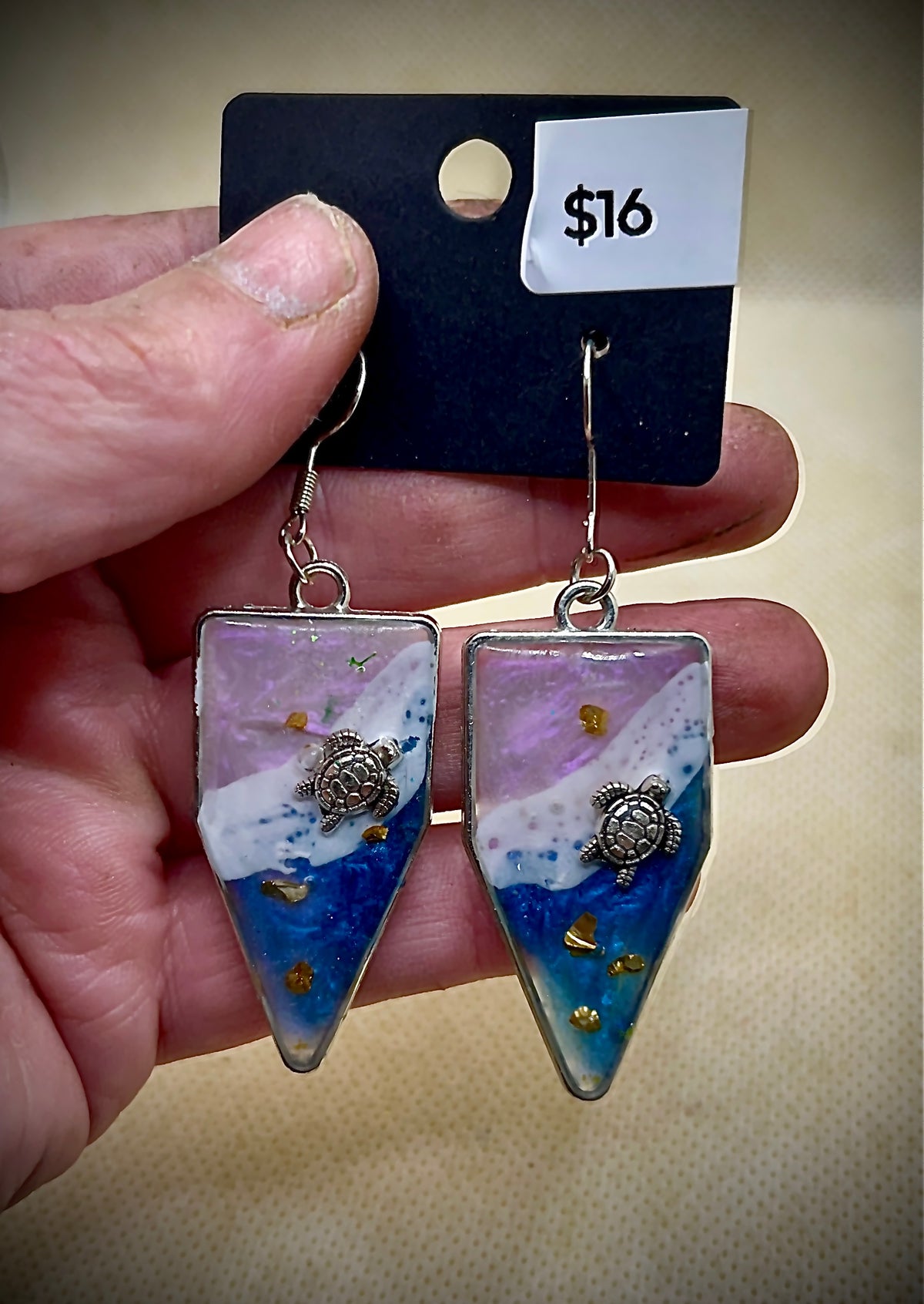 Ocean inspired irregular shaped dangle earrings
