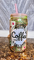“Coffee & Sarcasm” 16 ounce Snowglobe Tumbler