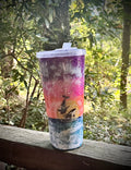Tapered 32oz Sunset, Whale & Dolphin epoxy resin Tumbler