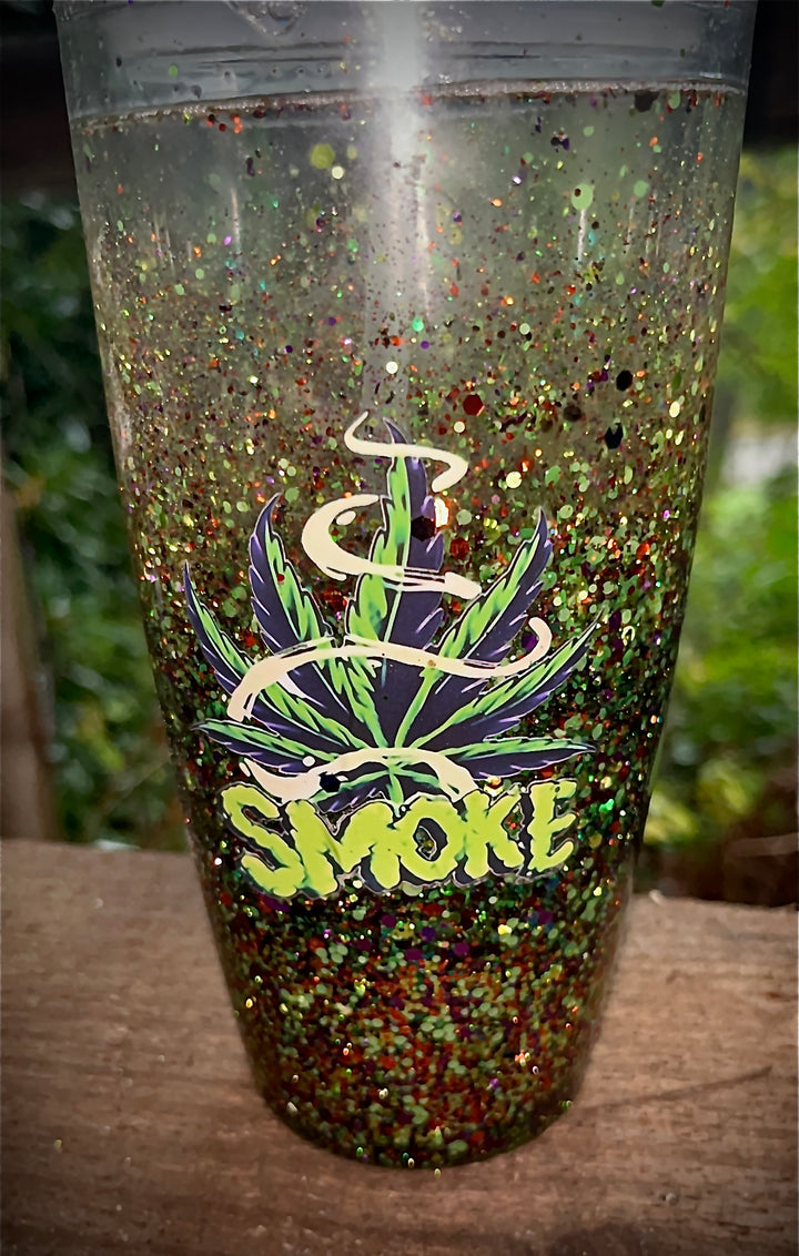 40 ounce “Organic, Smoke, & Peace” Snowglobe Tumbler