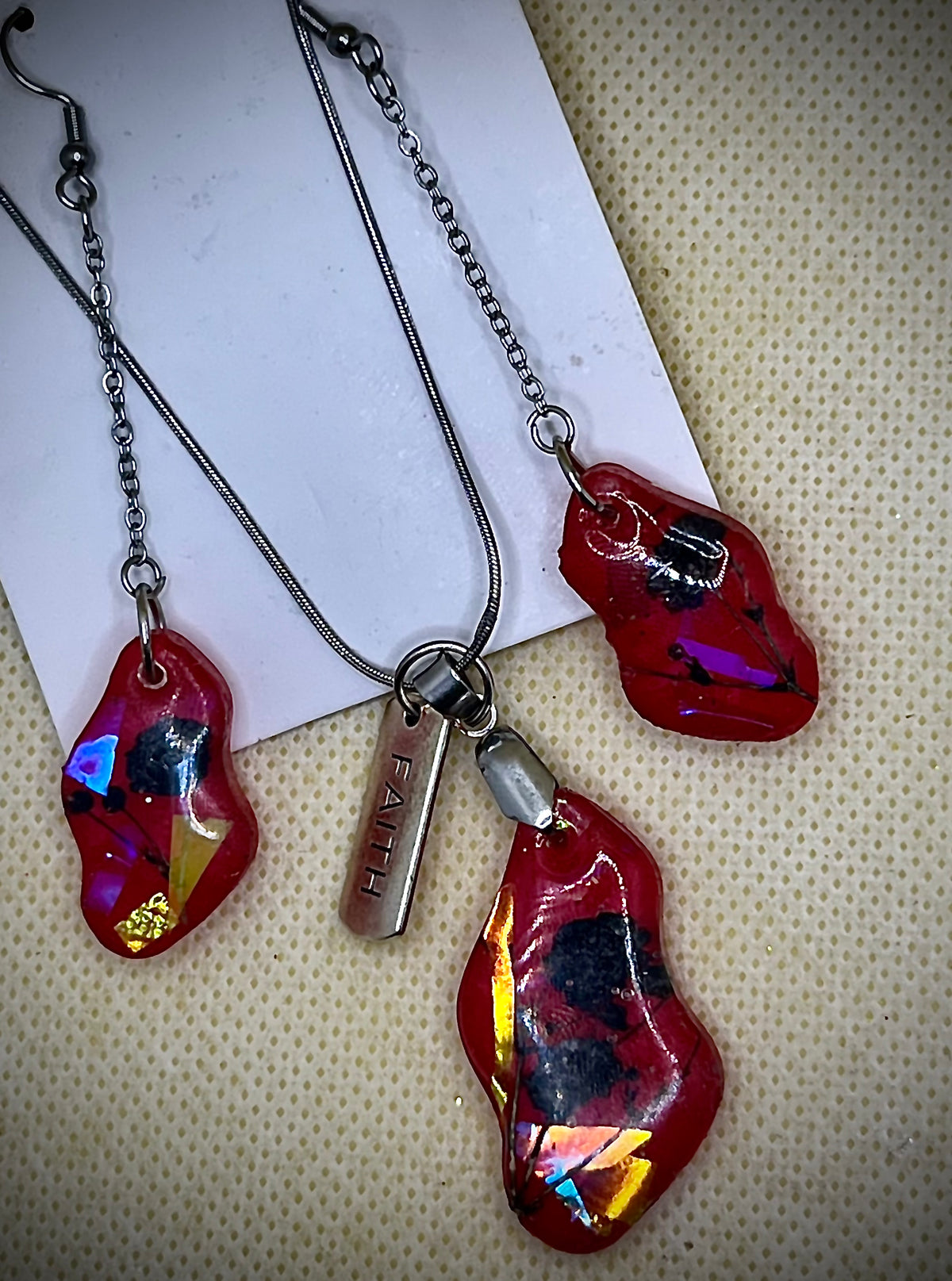 Hot Pink “Faith” Necklace & Dangle Earring Set