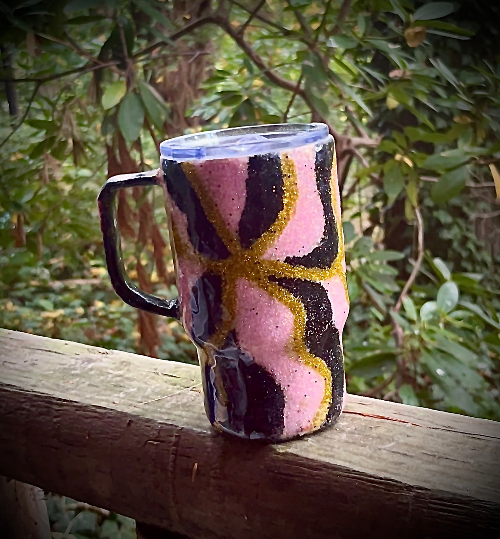 Pink, Black & Gold 30oz. Epoxy Resin Travel Mug