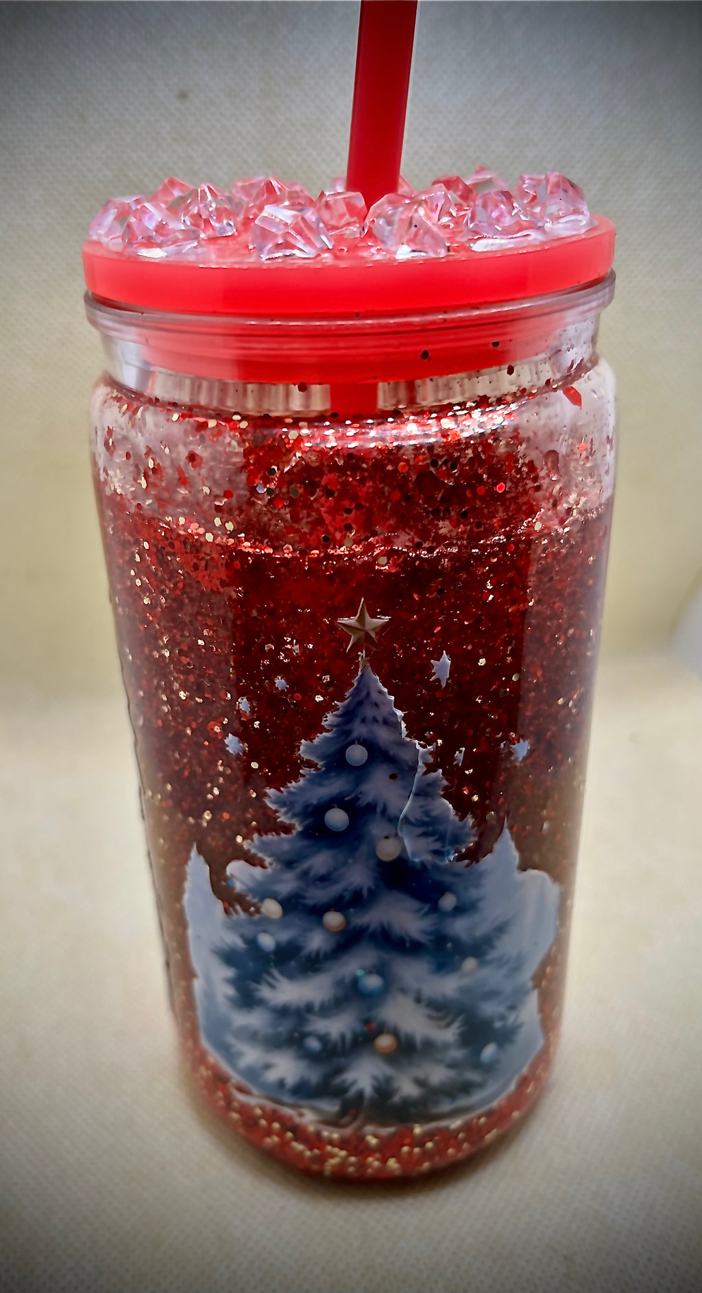 16 ounce Christmas Tree Snowglobe Tumbler