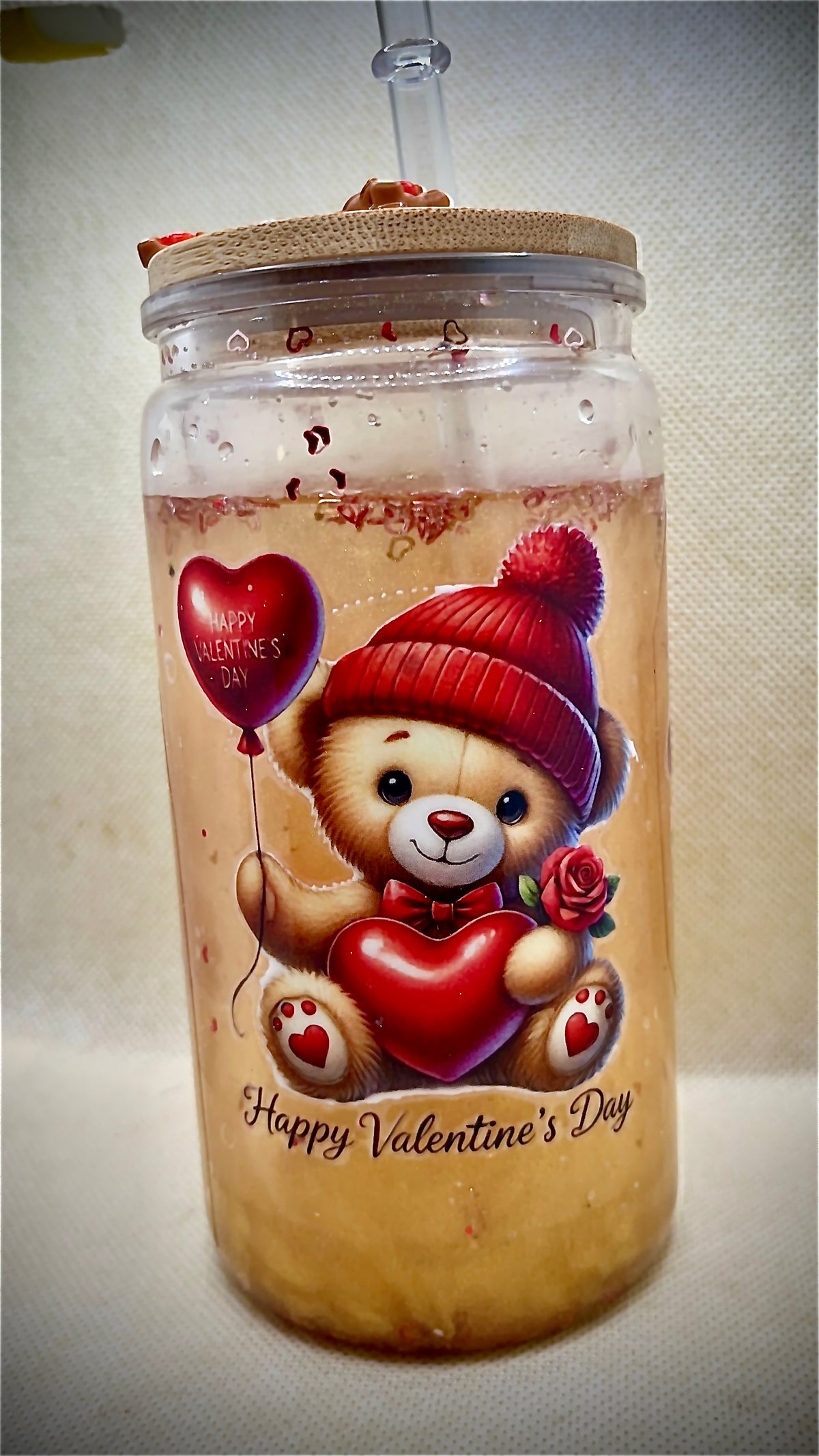 Gobelet « Valentines Bear » de 16 onces avec boule à neige
