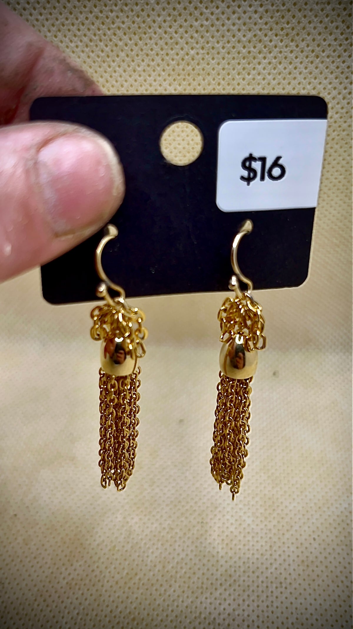 Gold Tassel Dangle Earrings