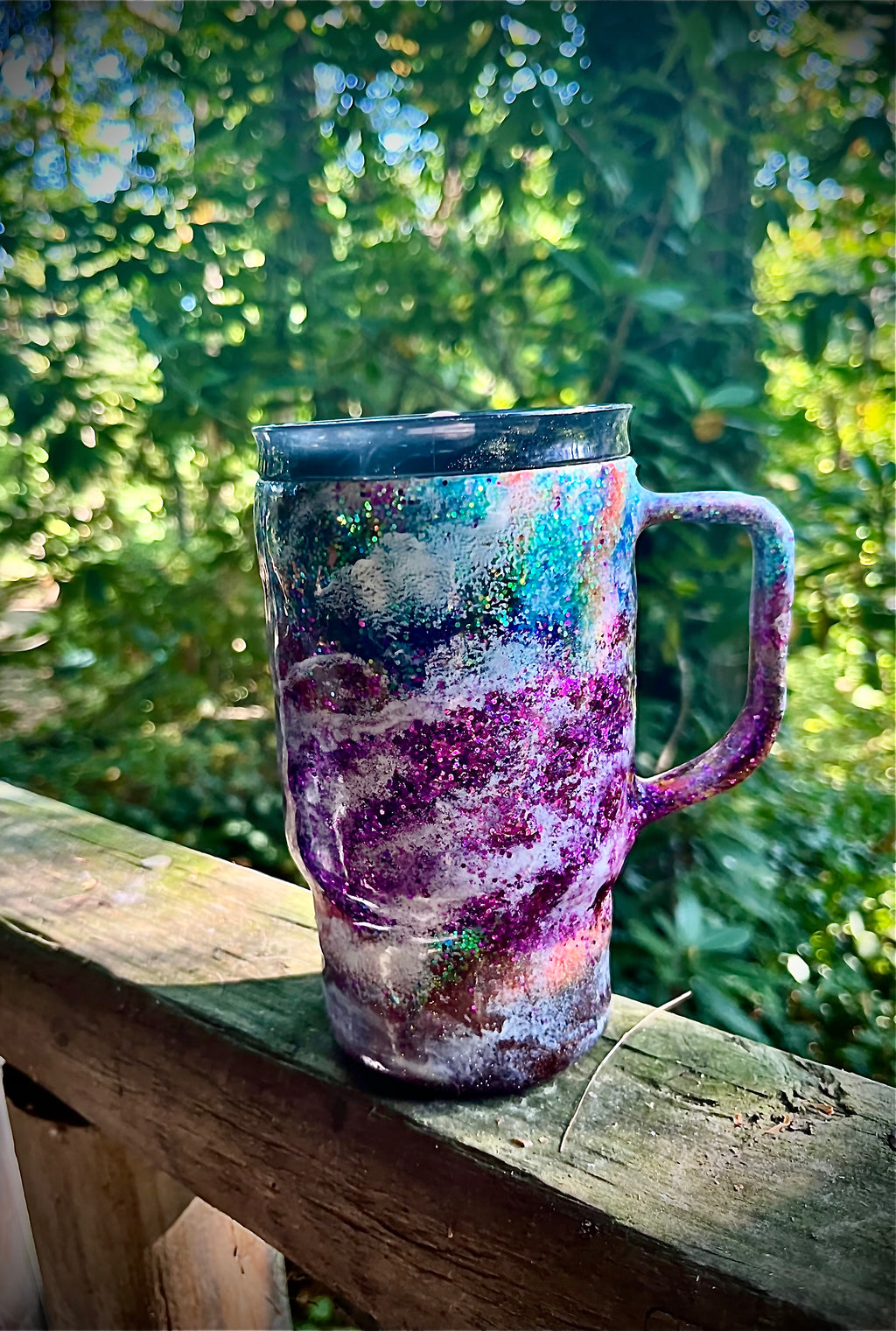 30 Ounce Handmade Epoxy Resin “Cloudscape” Travel Mug