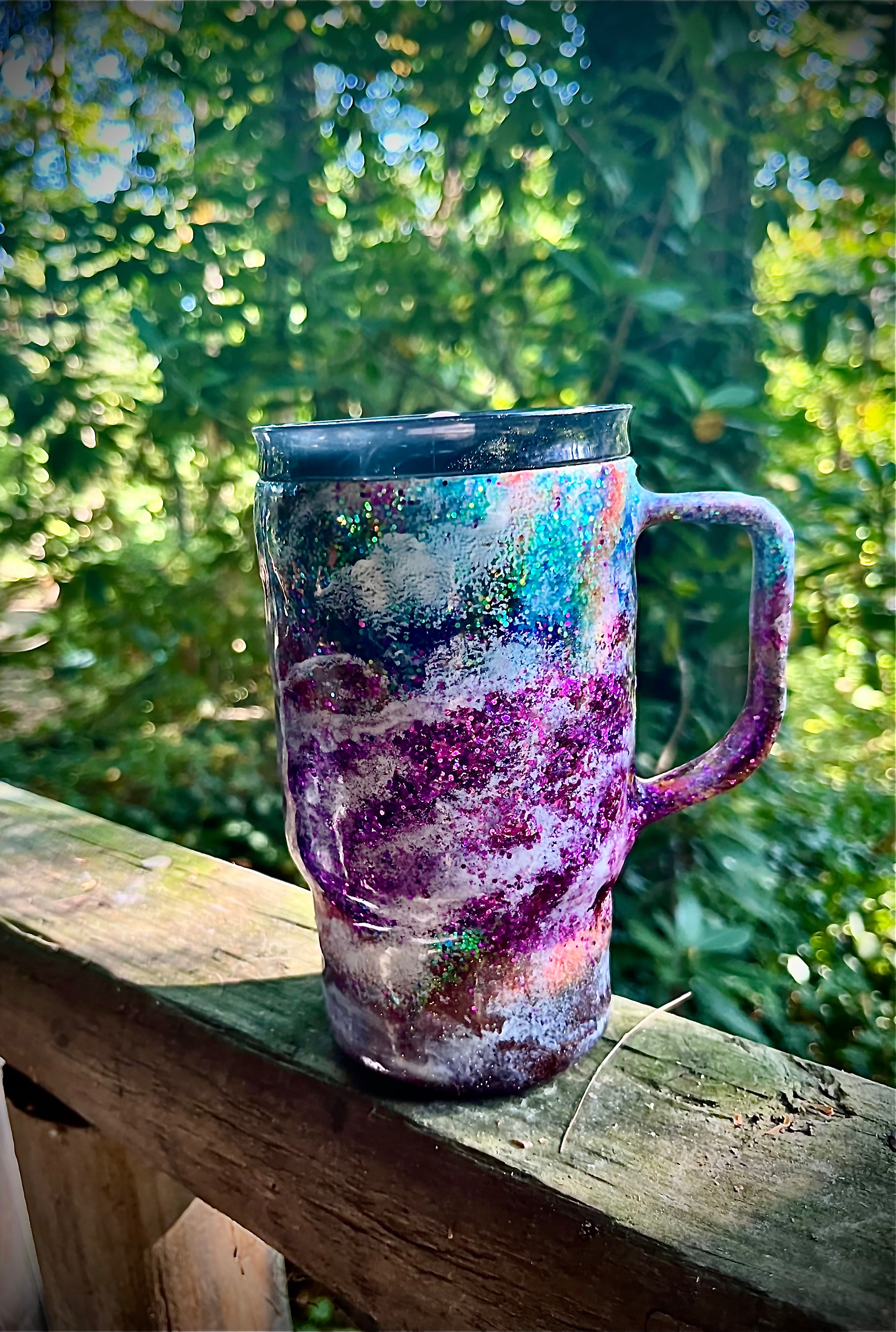 30 Ounce Handmade Epoxy Resin “Cloudscape” Travel Mug