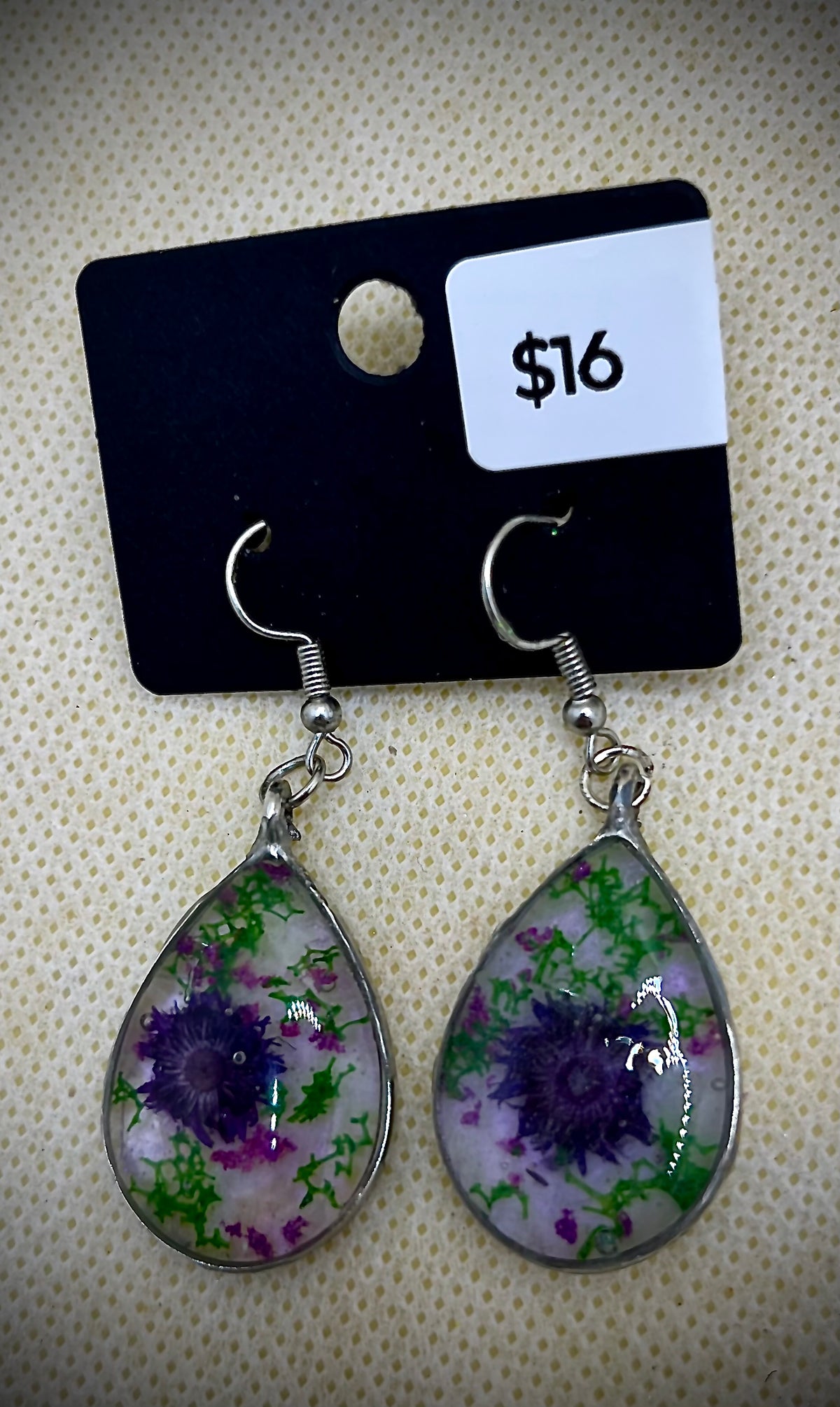 Botanical flowers teardrop earrings