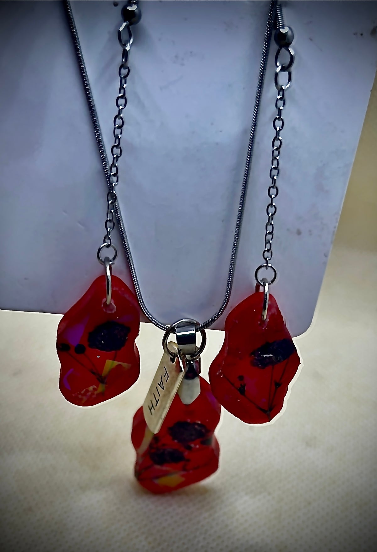 Hot Pink “Faith” Necklace & Dangle Earring Set