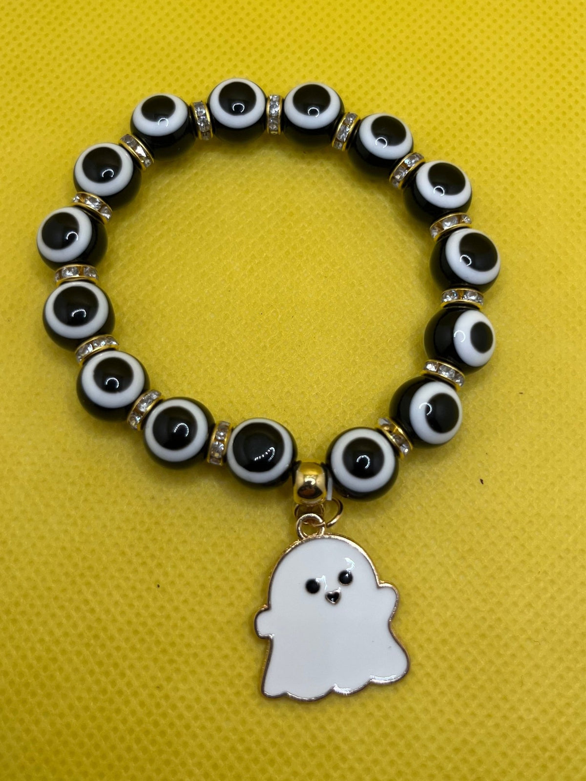 Black Eyeball Ghost Halloween Bracelet - Unchained Creations