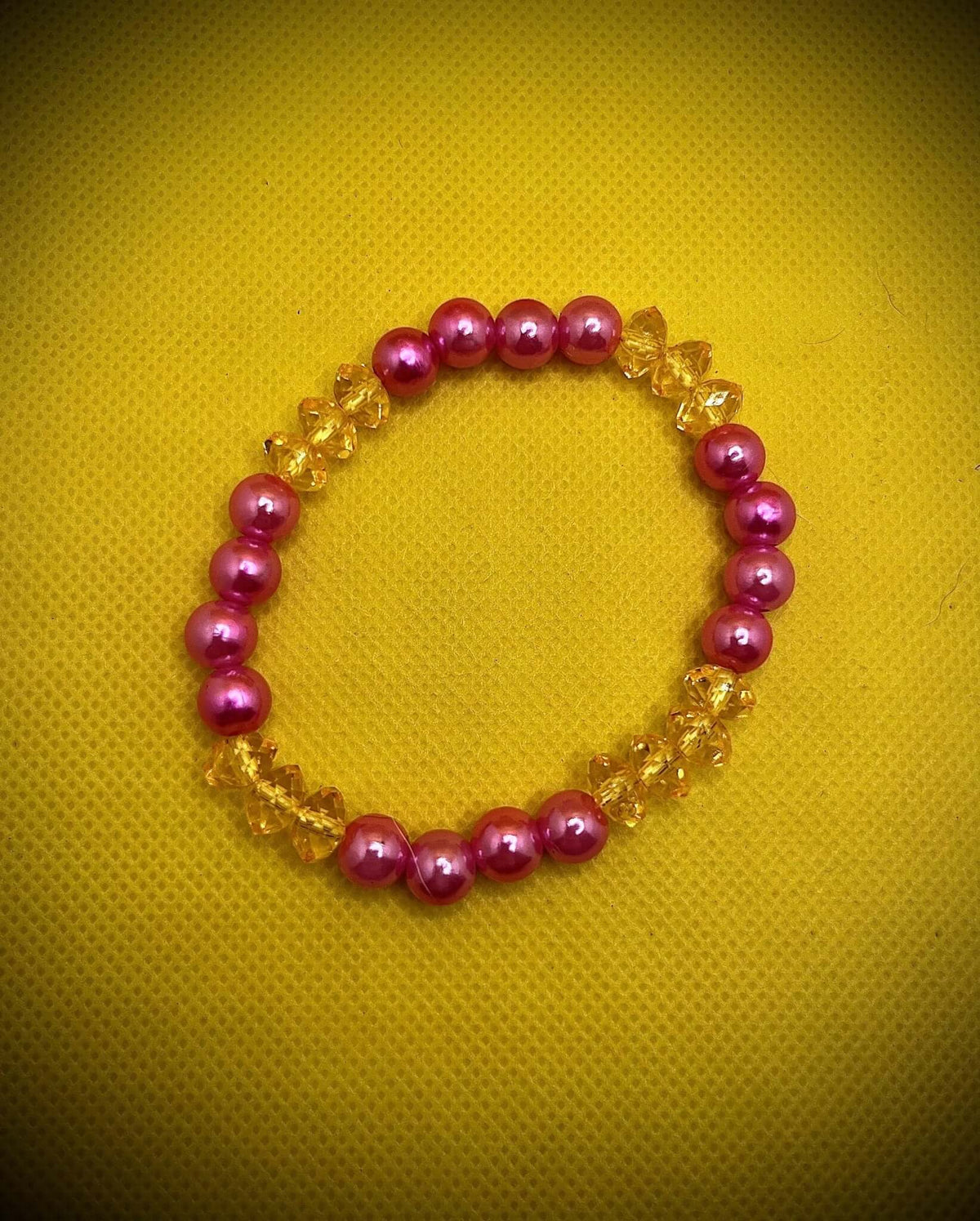Pink & Yellow Stretch Bracelet - Unchained Creations