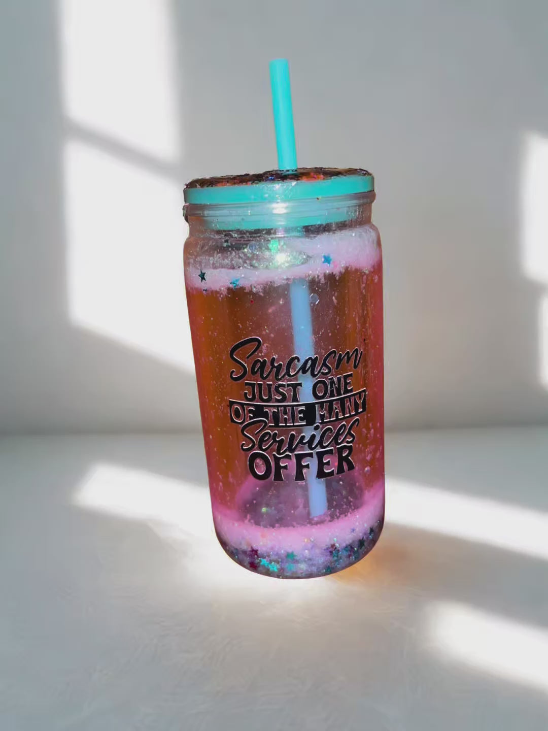 “Sarcasm-Just One Of The Many Services Offered” 16 ounce Snowglobe Tumbler