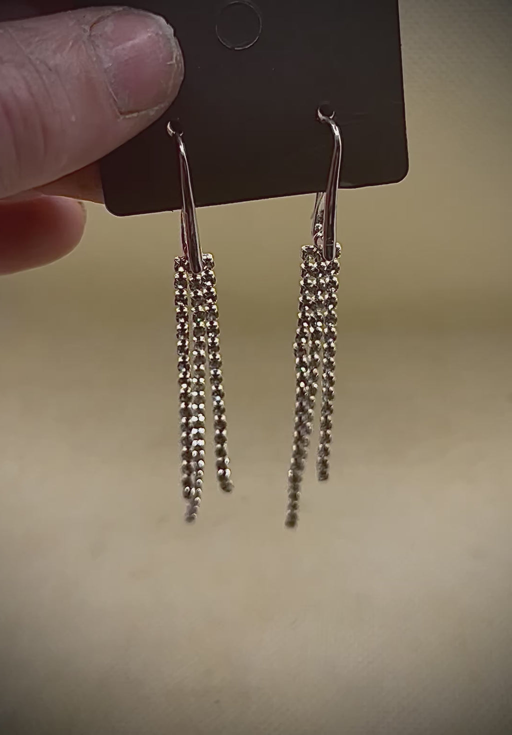 Cubic Zirconia (3 Strand) Dangle Earrings