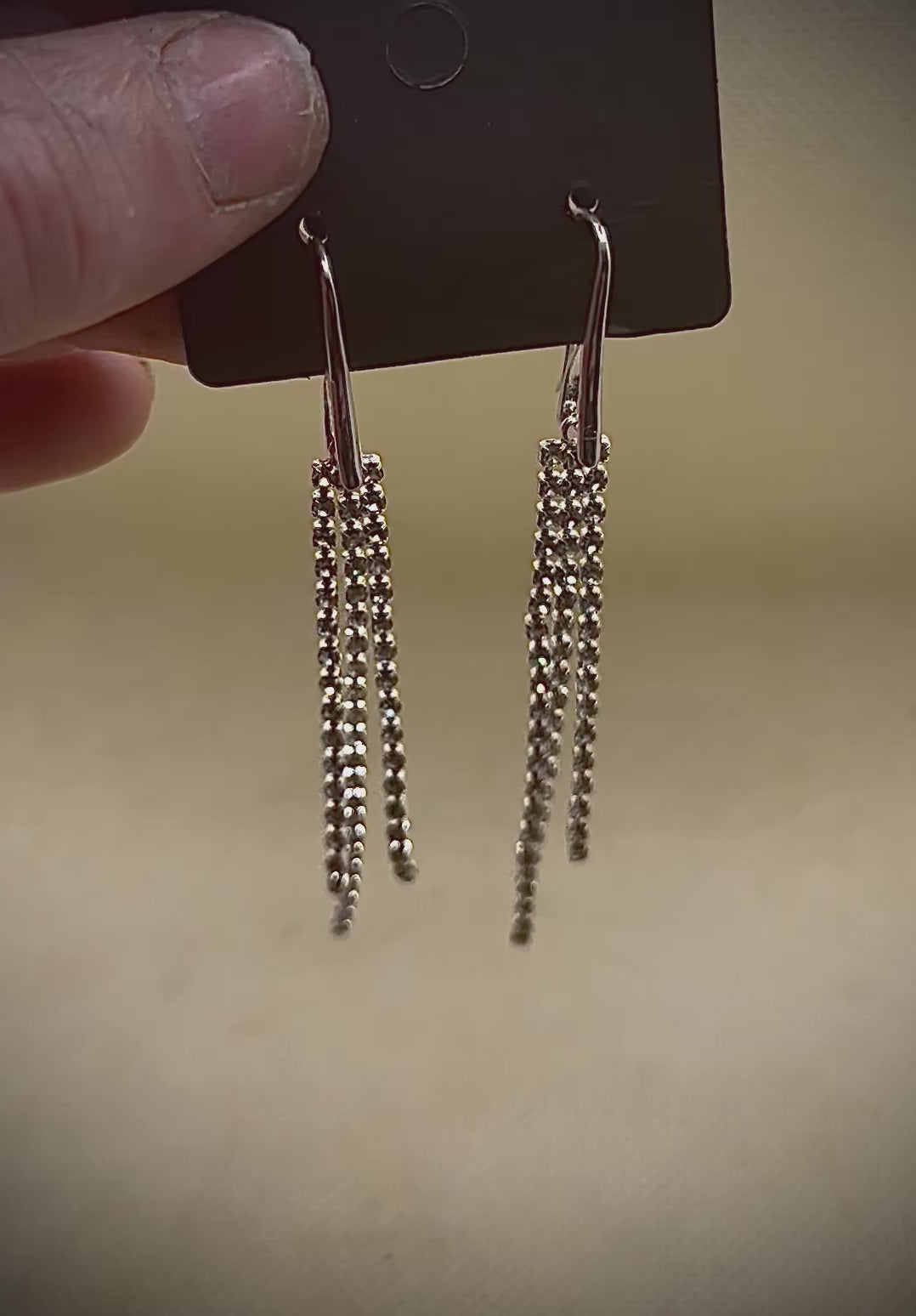 Cubic Zirconia (3 Strand) Dangle Earrings