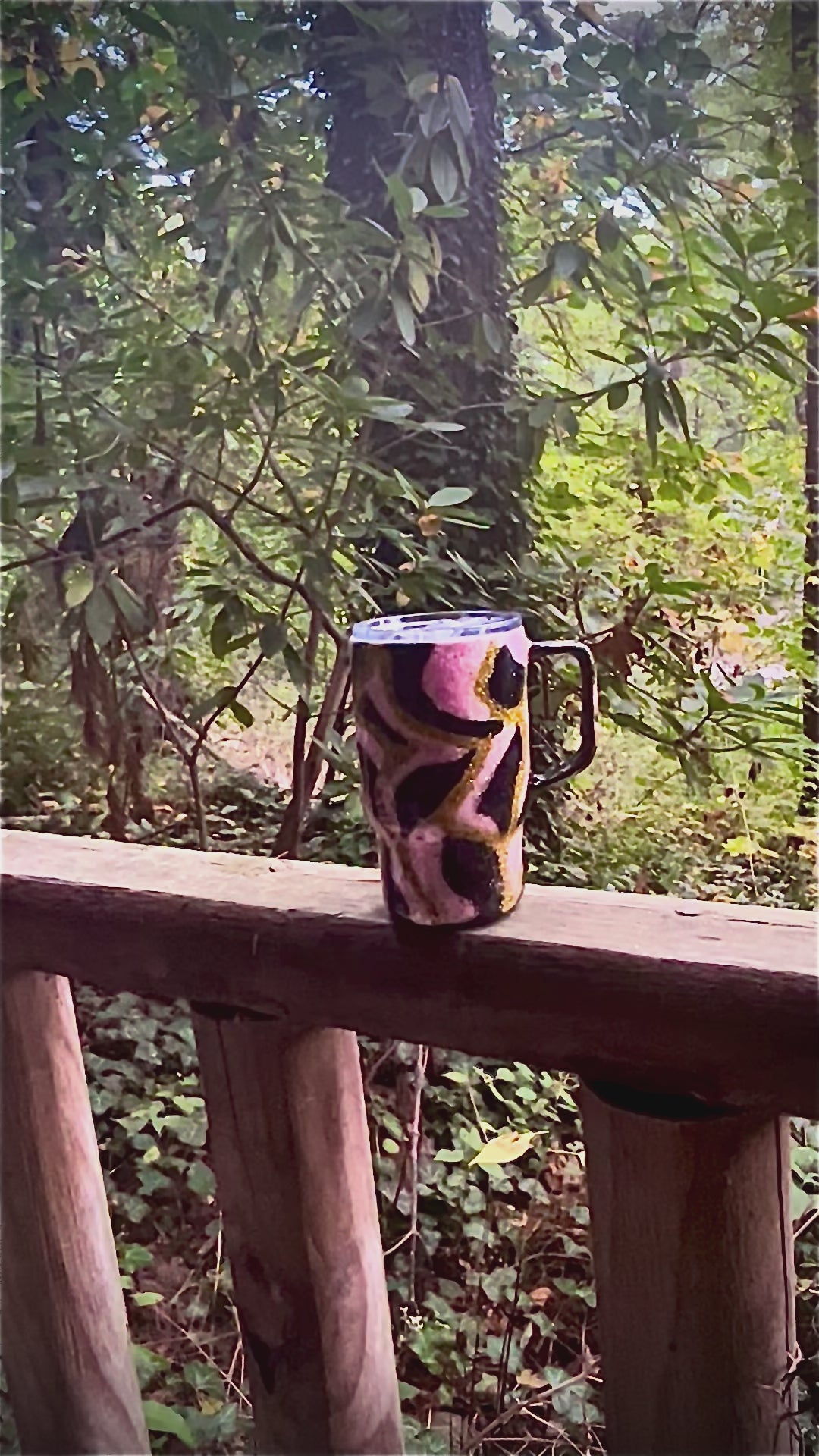Pink, Black & Gold 30oz. Epoxy Resin Travel Mug